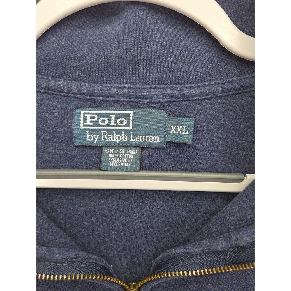Polo Ralph Lauren Mens XXL 1/4 Zip Pullover Sweater Blue Cotton Pony Logo